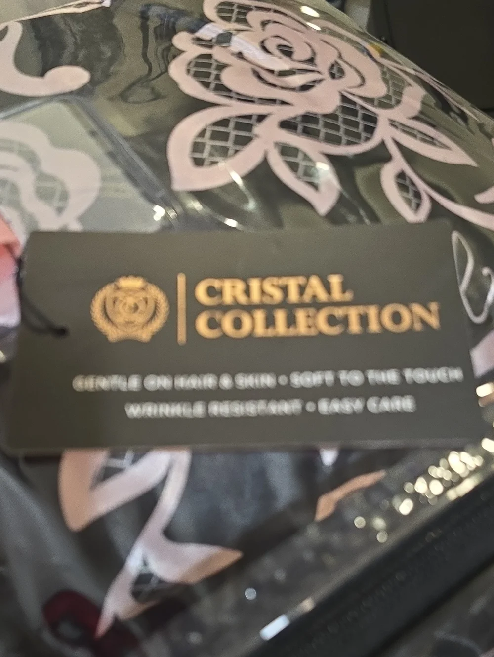 Juicy Couture Home Cristal Collection Logo Rose 4PC Satin Queen Bed Set